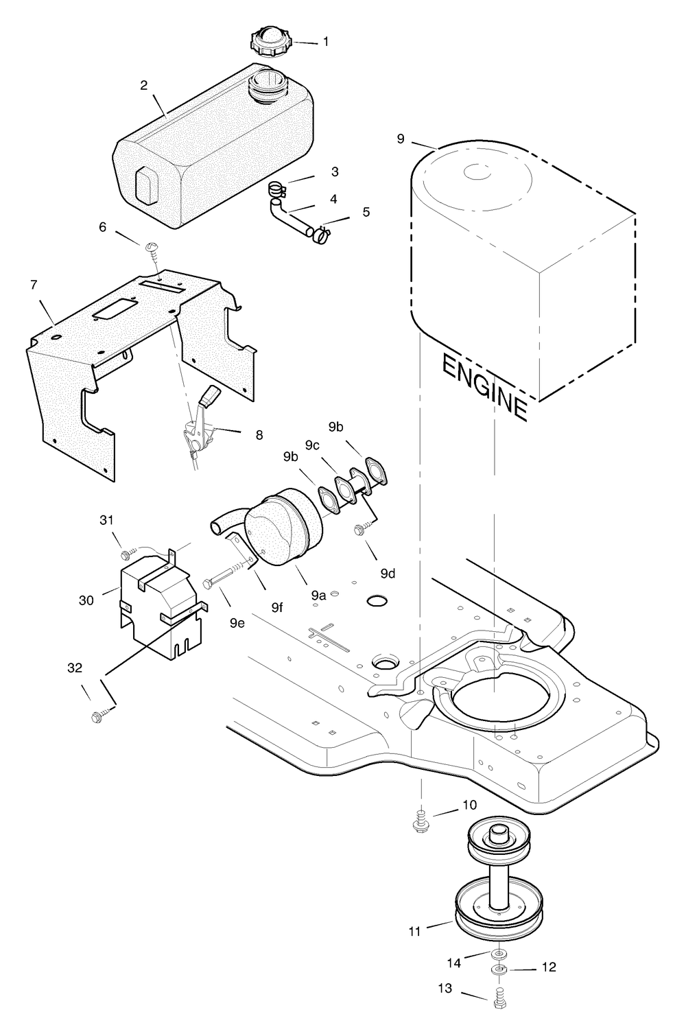 Engine Mount Diagram and Parts List for 387002X92NA 2004 Briggs and Stratton Lawn Tractor